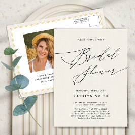 Postal De Invitación Cream Elegant Script Moderno Simple Bridal Shower
