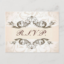Postal De Invitación Cream Floral Damask Wedding RSVP