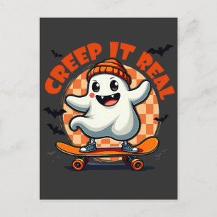 Postal De Invitación Creep it real Spooky Halloween Ghost Skboard
