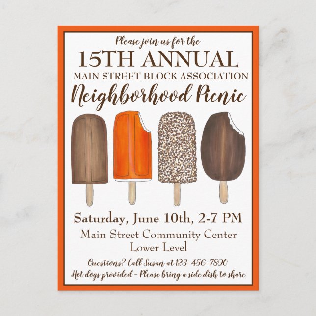 Postal De Invitación Crema de hielo fiesta de cumpleaños social Popsicl (Anverso)