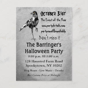 Postal De Invitación Crow Halloween Invite