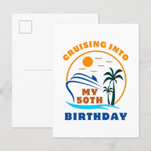 Postal De Invitación Crucero hacia mi cumpleaños número 50 en barco