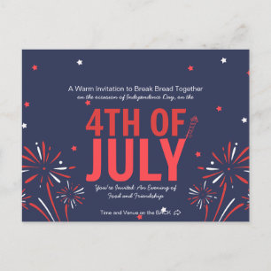 Postal De Invitación Cuatro de Julio lleno de estrellas