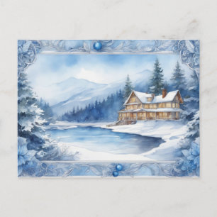 Postal De Invitación Cuento de invierno azul: Agrega tus cálidos deseos