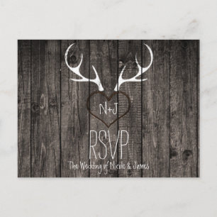 Postal De Invitación Cuernos de Ciervo Rústicos y RSVP de Boda de Coraz