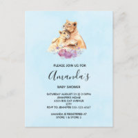 Cuidada acuarela madre león y lata Baby Shower