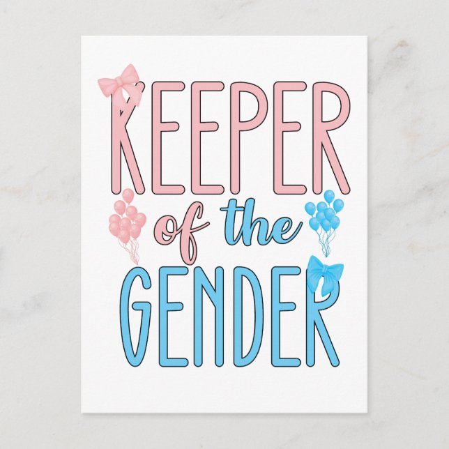 Postal De Invitación Cuidador De Género Revelador Niño Chica Azul Rosa (Anverso)