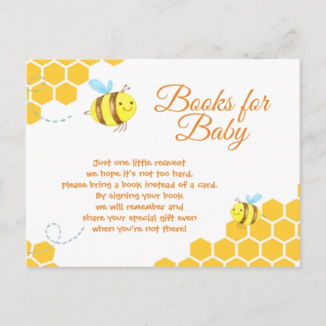 Postal De Invitación Cuidados libros de Baby Shower para bebés (Anverso)