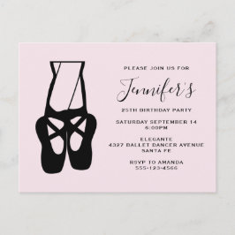Postal De Invitación Cuidados Zapatillas de Ballet Negro En Pointe Cump