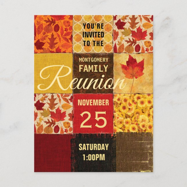Postal De Invitación Cultivo de la Reunión Familiar Quilt de chantaje d (Anverso)