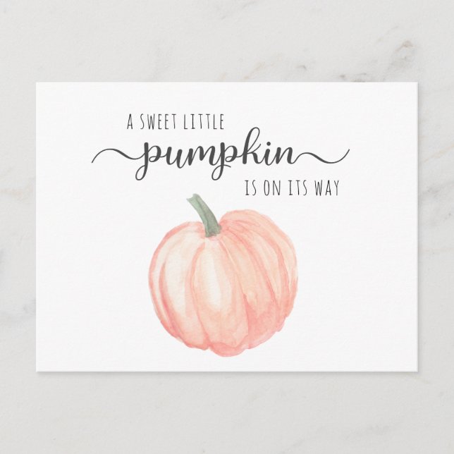 Postal De Invitación Cumpkin Watercolor Baby Shower (Anverso)