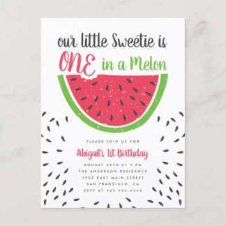 Postal De Invitación Cumpleaños 1º Monada De Sandía Niños