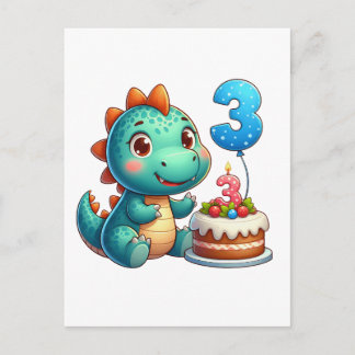 Postal De Invitación Cumpleaños 3 de Dino