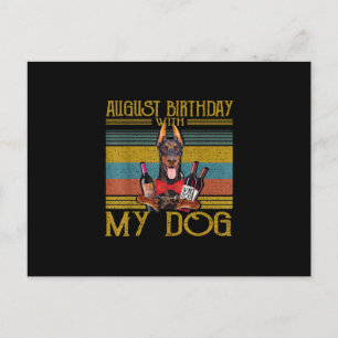 Postal De Invitación Cumpleaños de agosto con mi perro Doberman Pinsche