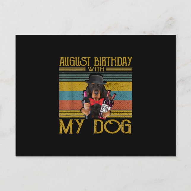 Postal De Invitación Cumpleaños de agosto con mi perro Setter Gordon 20 (Anverso)