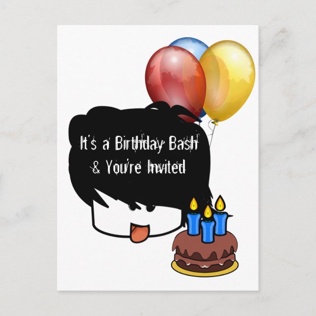 Postal De Invitación Cumpleaños de Anime de 3 años (Anverso)