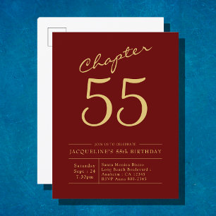 Postal De Invitación Cumpleaños de Aviso de Oro Rojo de Cualquier Año