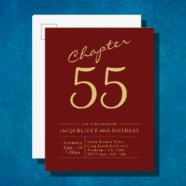 Postal De Invitación Cumpleaños de Aviso de Oro Rojo de Cualquier Año