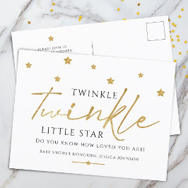 Postal De Invitación Cumpleaños de Bebé Estrellas Doradas de Moda Brill