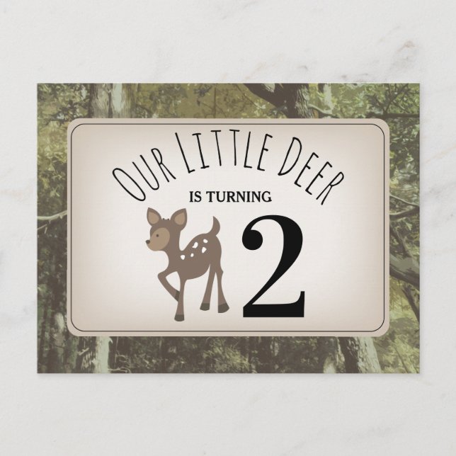 Postal De Invitación Cumpleaños de Camouflage Deer (Anverso)