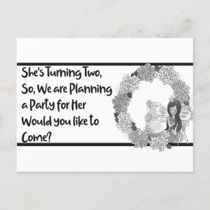Postal De Invitación Cumpleaños de la hija que cumple dos años