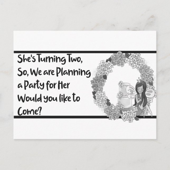 Postal De Invitación Cumpleaños de la hija que cumple dos años (Anverso)