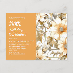 Postal De Invitación Cumpleaños de las mujeres amarillas florales