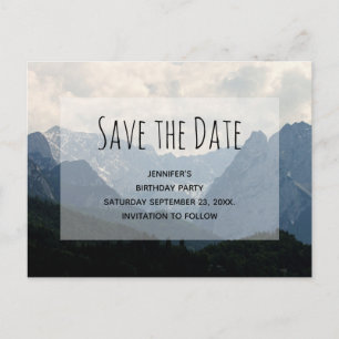 Postal De Invitación Cumpleaños de los Montes Alpinos Guarde la fecha