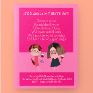 Postal De Invitación Cumpleaños de Nibbles y Vinos