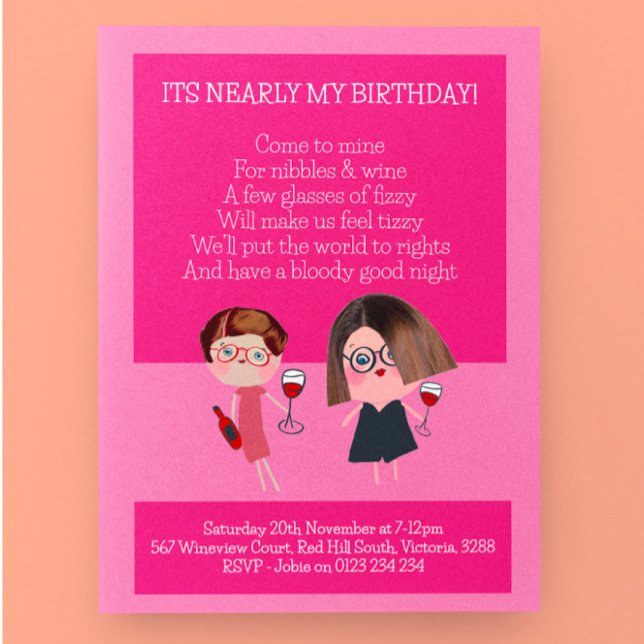 Postal De Invitación Cumpleaños de Nibbles y Vinos (Subido por el creador)