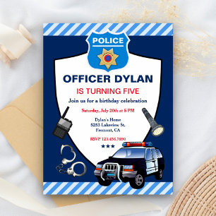 Postal De Invitación Cumpleaños de niños de oficial de policía