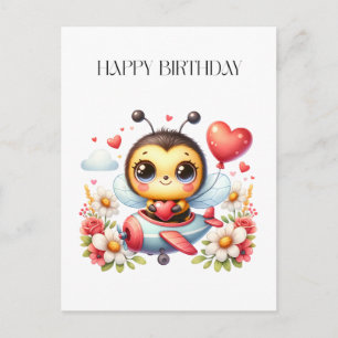 Postal De Invitación Cumpleaños de piloto abeja