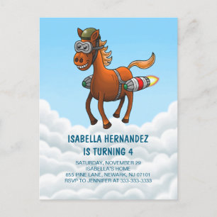 Postal De Invitación Cumpleaños de Rocket Pony