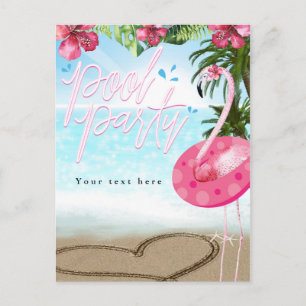Postal De Invitación Cumpleaños de verano de flamenco FIESTA EN LA PISC