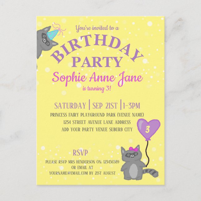 Postal De Invitación Cumpleaños de Yellow Children (Anverso)