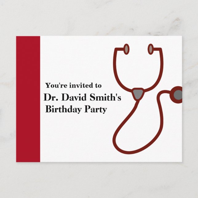 Postal De Invitación Cumpleaños del doctor (Anverso)