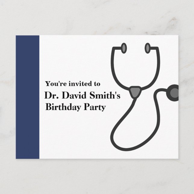 Postal De Invitación Cumpleaños del doctor (Anverso)