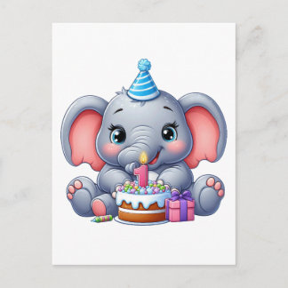 Postal De Invitación Cumpleaños del elefante bebé 1