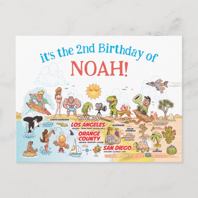 Postal De Invitación Cumpleaños del personalizado SoCal (Anverso)