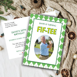Postal De Invitación Cumpleaños divertido de golf FIF-TEE 50 