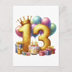 Postal De Invitación Cumpleaños dorado 13