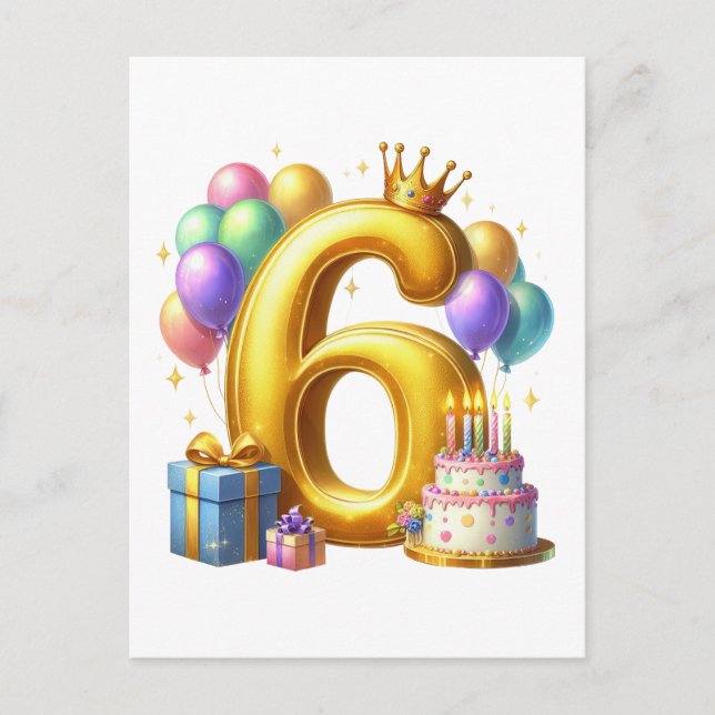 Postal De Invitación Cumpleaños dorado 6 (Anverso)