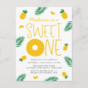 Postal De Invitación Cumpleaños Dulce Uno Piña 1er Cumpleaños