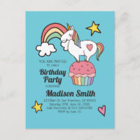 Cumpleaños Fiesta Corazón Estrellas Unicornio Arco