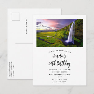 Postal De Invitación Cumpleaños Foto de Naturaleza Verde Cascada Island
