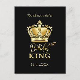 Postal De Invitación Cumpleaños King Gold Crown Royal Monogram Luxury