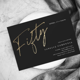 Postal De Invitación Cumpleaños moderno 50 simple elegante con letra es