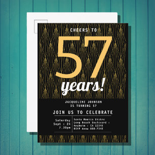 Postal De Invitación Cumpleaños Negro Y Oro