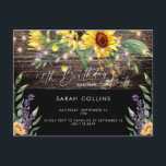 Postal De Invitación Cumpleaños Rústico 50 Aniversario del Girasol Negr<br><div class="desc">La rústica 50.ª Sorpresa Invitación a la fiesta de cumpleaños. Sombrillas y luces de Lavanda,  madera. Alambre de madera. Negro</div>