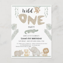 Cumpleaños Salvaje Uno Safari de Animales en la Ju